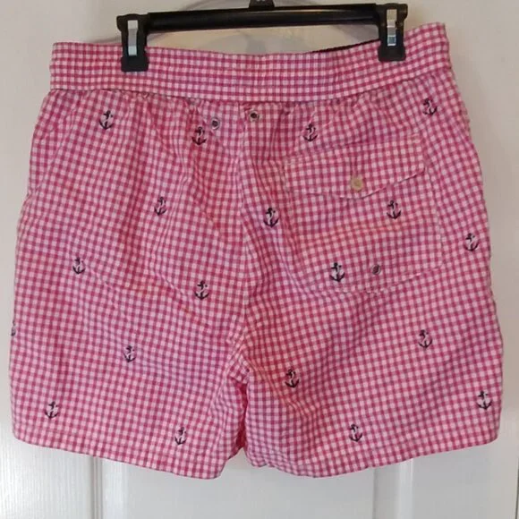 Polo Ralph Lauren Pink Gingham Swim Trunks Size L - Picture 2 of 12